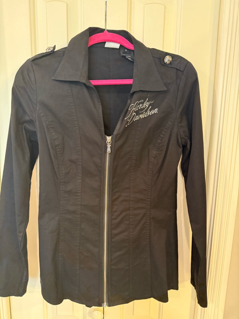Harley-Davidson Women's Black Zip Front Military-Style Jacket